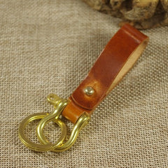 Handmade Coffee Leather Keychain with Belt Loop Key Holder Leather Moto with Belt Loop Key Ring for Men