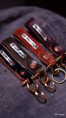 Handmade Leather Keyring Moto KeyChain Leather Brass Keyrings Key Holders Key Chain Key Ring for Men