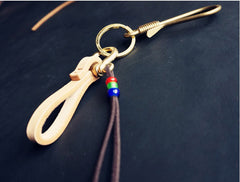 Handmade Leather Keyring Moto KeyChain Leather Brass Keyring with Tassel Key Holders Key Chain Key Ring for Men