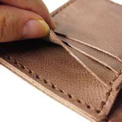 Handmade Leather Mens Black Card Holders License Wallets Slim Bifold Card Wallet for Men