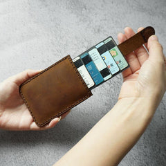 Handmade Leather Mens Card Holder Wallet Leather Card Holder Slim Card Wallet for Men