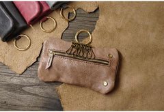 Handmade Leather Mens Key Holders Coin Wallet With Keyring Key Holder Zipper Wallet for Men