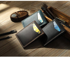 Handmade Coffee Leather Mens License Wallet Personalize Bifold License Card Wallets for Men
