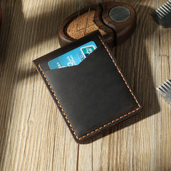 Handmade Blue Leather Mens License Wallet Personalize Bifold License Card Wallets for Men