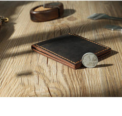 Handmade Coffee Leather Mens License Wallet Personalize Bifold License Card Wallets for Men