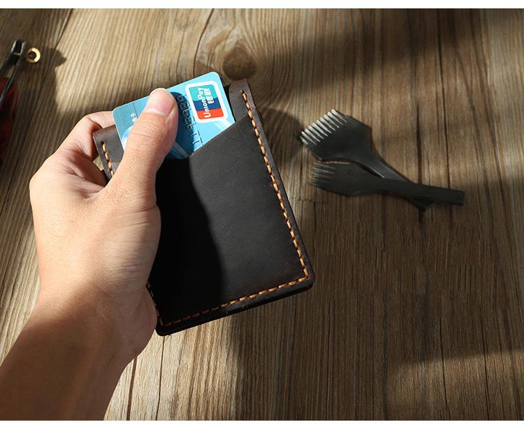Handmade Black Leather Mens License Wallet Personalize Bifold License Card Wallets for Men
