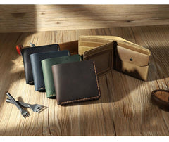 Handmade Leather Mens Trifold Billfold Wallet Personalize Trifold Small Wallets for Men
