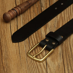 Handmade Mens Leather Brass Belt Minimalist Brass Leather Belt for Men