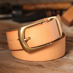 Handmade Mens Leather Belt Mens Brass Minimalist Handmade Leather Belts for Men