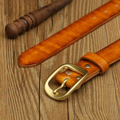 Handmade Mens Leather Brass Belts Minimalist Leather Brass Belt for Men Women