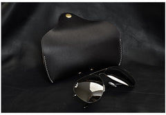 Handmade Mens Green Leather Glasses Case Glasses Box Eyeglasses Case for Women