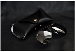 Handmade Mens Coffee Leather Glasses Case Glasses Box Eyeglasses Case for Women