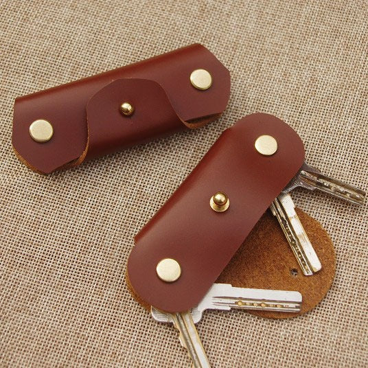 Handmade Mens Coffee Leather Keyholders Cool KeyChains Key Holders KeyRing for Men