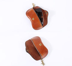 Handmade Mens Cool Brown Leather Glasses Case Glasses Box Glasses Holder Sunglasses Case for Men