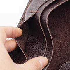 Handmade Slim Blue Leather Mens Bifold Long Wallet Lots Cards Long Wallet for Men