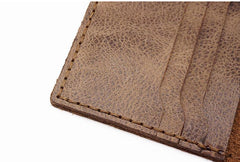 Handmade Slim Leather Mens Bifold Long Wallet Checkbook Wallet Lots Cards Long Wallet for Men