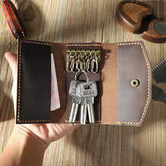 Handmade Vintage Coffee Leather Mens Keys Holder Keys Wallet Car Key Holders for Men