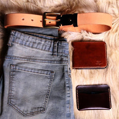 Handmade Beige Leather Mens Belt Leather Belt for Men
