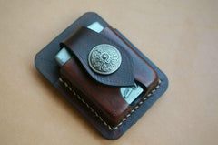 Handmade Coffee Leather Classic Zippo Lighter Case Standard Zippo Lighter Holder Pouch For Men