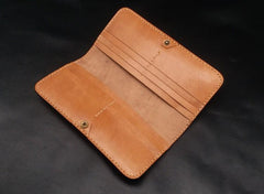 Handmade White Flowers Magnolia denudata Tooled Leather Womens Long Wallet Zipper Clutch For Women
