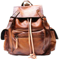 Handmade Cool Leather Mens Backpack Travel Backpacks Laptop Backpack for men