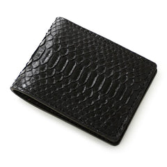 Handmade Cool Mens Black Snake Skin Small Wallet Yellow Slim billfold Wallets For Men