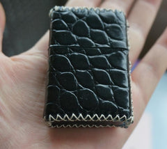 Cool Handmade Black Leather Mens Classic Zippo Lighter Case Standard Zippo Lighter Holder for Men