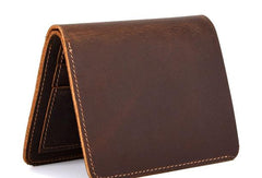 Handmade Genuine Leather Brown Mens Wallet Cool billfold Slim Bifold Wallet for Mens