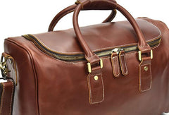 Cool Red Large Leather Mens Overnight Bag Travel Duffle Bag Weekender Bag
