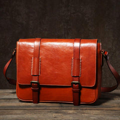 Handmade Genuine Leather Mens Cool Shoulder Bag Messenger Bag Cycling Bag for men