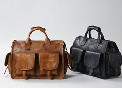 Handmade Genuine Leather Vintage Brown Mens Shoulder Bag Travel Bag Cool Messenger Bag Handbag for Men