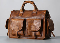 Handmade Genuine Leather Vintage Brown Mens Shoulder Bag Travel Bag Cool Messenger Bag Handbag for Men