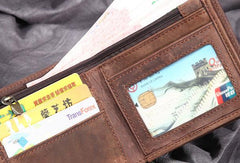 Genuine Leather Vintage Mens Small Wallet billfold Bifold Wallet for Men