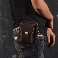 Vintage Leather Cell Phone Holster Belt Pouch Brown BELT BAG For Men