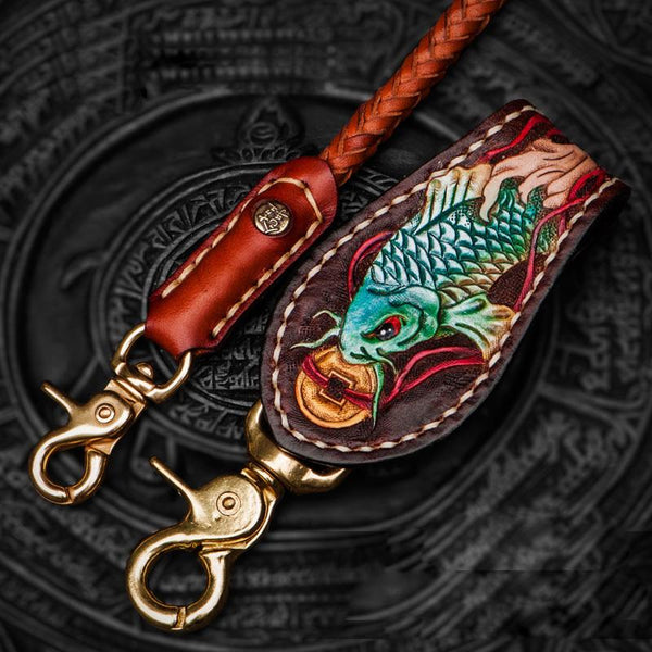 Handmade Leather Braided Biker Trucker Carp Wallet Chain for Chain Wallets Biker Wallet Trucker Wallet