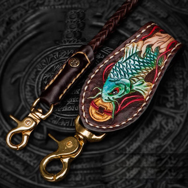 Leather Braided Biker Trucker Carp Wallet Chain for Chain Wallet Biker Wallets Trucker Wallet
