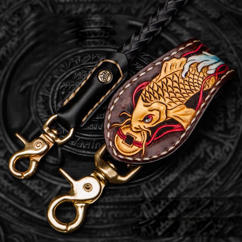 Leather Braided Biker Trucker Carp Wallet Chain for Chain Wallet Biker Wallets Trucker Wallet - Lifestyle View