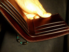 Handmade Leather Carp Fish Tooled Mens billfold Wallet Cool Leather Wallet Slim Wallet for Men