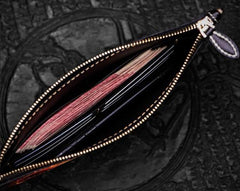 Handmade Leather Tibet Scriptures Tooled Wristlet Bags iPad Bag Mens Cool Leather Clutch for Men