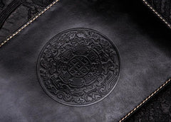 Handmade Leather Tibet Scriptures Tooled Wristlet Bags iPad Bag Mens Cool Leather Clutch for Men