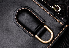 Handmade Leather Tibet Scriptures Tooled Wristlet Bags iPad Bag Mens Cool Leather Clutch for Men
