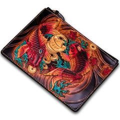 Handmade Leather Tibet Scriptures Tooled Wristlet Bags iPad Bag Mens Cool Leather Clutch for Men