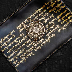 Handmade Leather Tibet Scriptures Tooled Wristlet Bags iPad Bag Mens Cool Leather Clutch for Men