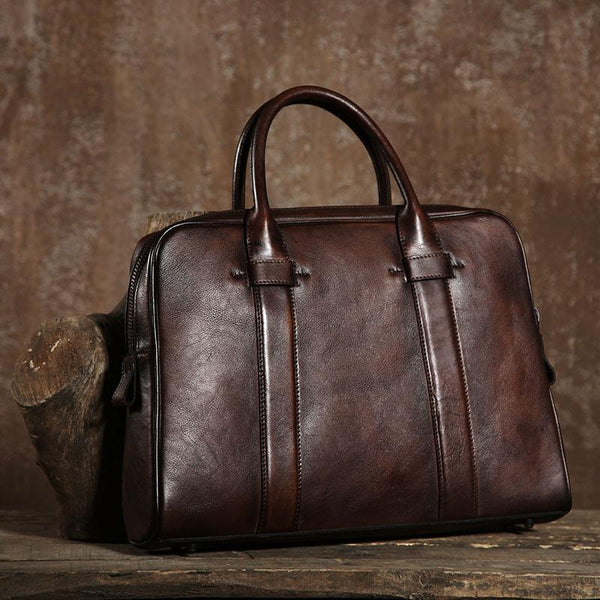 Handmade Leather Mens Briefcase Work Bag Laptop Bag Business Bag for Men