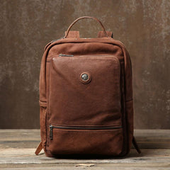 Handmade Leather Mens Cool Black Backpack Bag Large Travel Bag Hiking Bag for Men