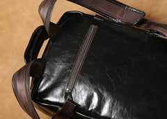 Handmade Leather Mens Cool Black Backpack Large Travel Bag Hiking Bag for Men