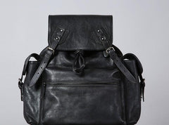 Handmade Leather Mens Cool Vintage Black Brown Backpack Large Travel Bag Hiking Bag for Men