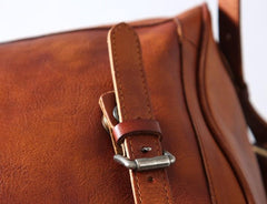 Handmade Leather Mens Vinateg Brown Cool Backpack Large Travel Bag Hiking Bag for Men