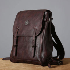 Handmade Leather Mens Vinateg Brown Cool Backpack Large Travel Bag Hiking Bag for Men