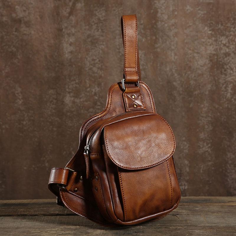 best shoulder bag for travel men Cool Sling Bag Small Sling Bag Best Sling Bag for Men Leather Chest Ba – iChainWallets
